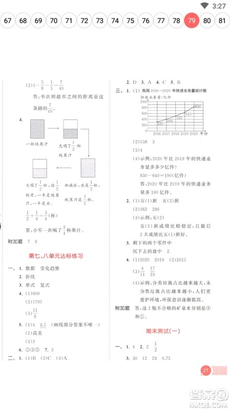 教育科学出版社2023春季53天天练五年级数学下册人教版参考答案