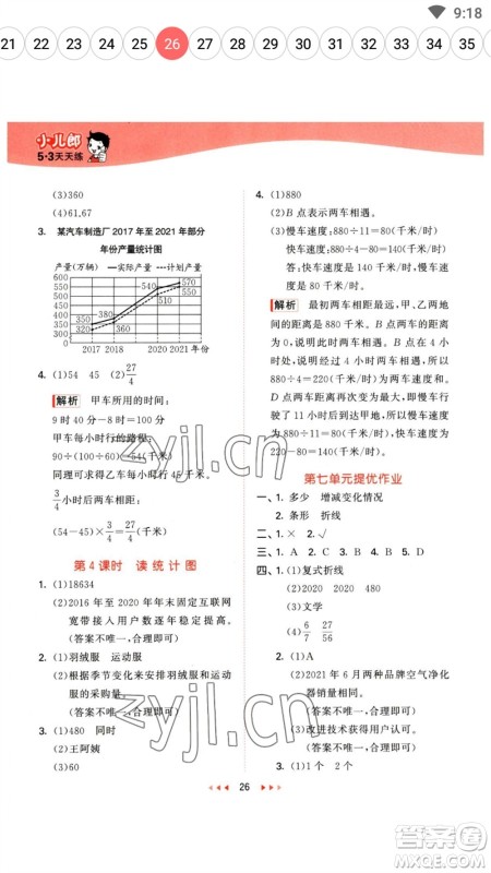 西安出版社2023春季53天天练五年级数学下册冀教版参考答案