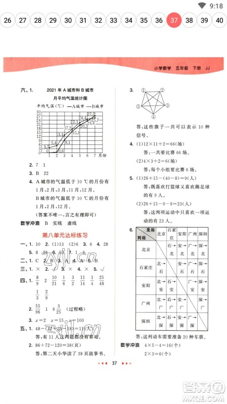 西安出版社2023春季53天天练五年级数学下册冀教版参考答案