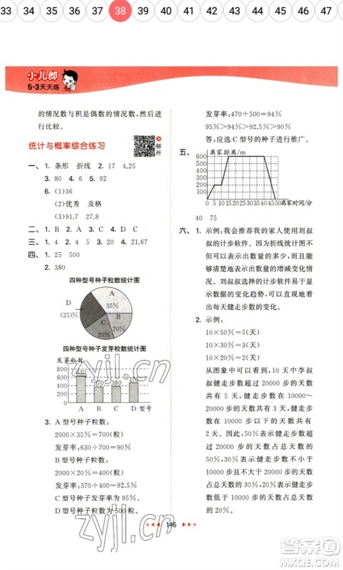 教育科学出版社2023春季53天天练六年级数学下册北师大版参考答案