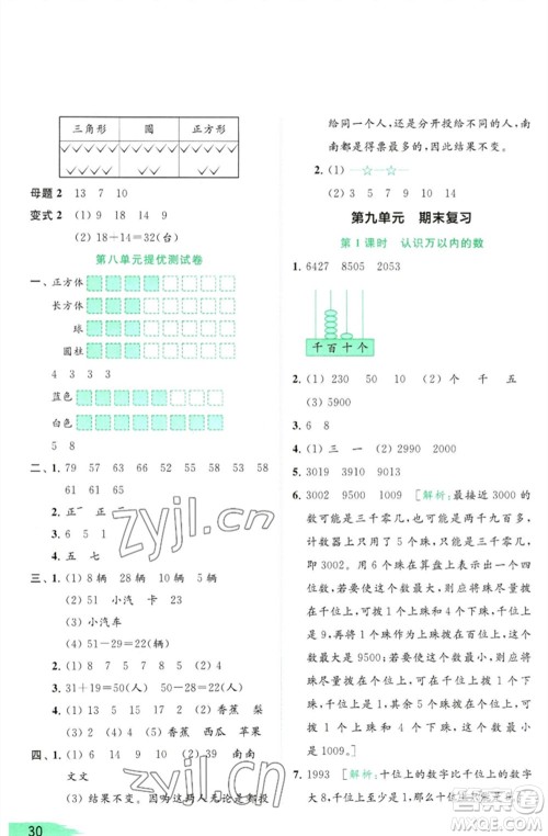 北京教育出版社2023亮点给力提优班多维互动空间二年级数学下册苏教版参考答案 北京教育出版社2023亮点给力提优班多维互动空间二年级数学下册苏教版参考答案