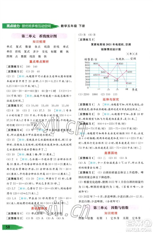 北京教育出版社2023亮点给力提优班多维互动空间五年级数学下册苏教版参考答案