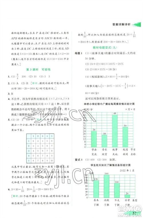 北京教育出版社2023亮点给力提优班多维互动空间六年级数学下册苏教版参考答案