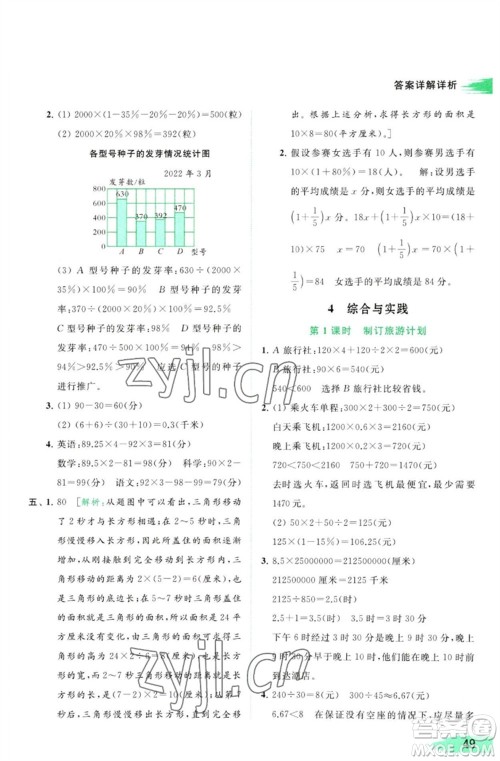 北京教育出版社2023亮点给力提优班多维互动空间六年级数学下册苏教版参考答案 北京教育出版社2023亮点给力提优班多维互动空间六年级数学下册苏教版参考答案