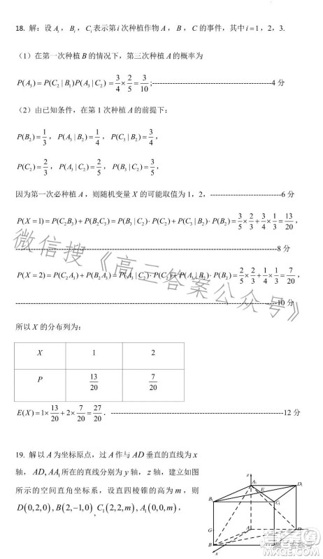 2023年菏泽高三一模数学试卷答案