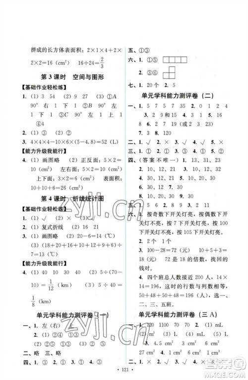 人民教育出版社2023能力培养与测试五年级数学下册人教版参考答案