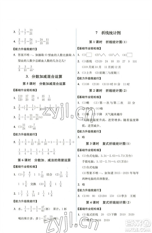 人民教育出版社2023能力培养与测试五年级数学下册人教版湖南专版参考答案
