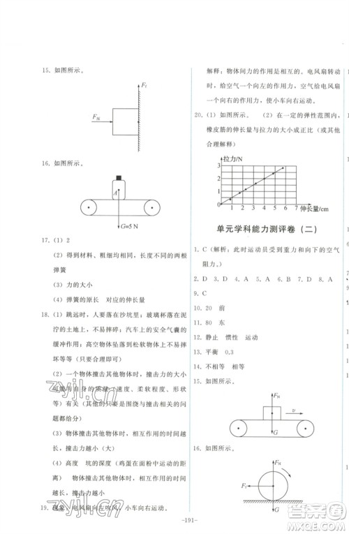 教育科学出版社2023能力培养与测试八年级物理下册教科版参考答案