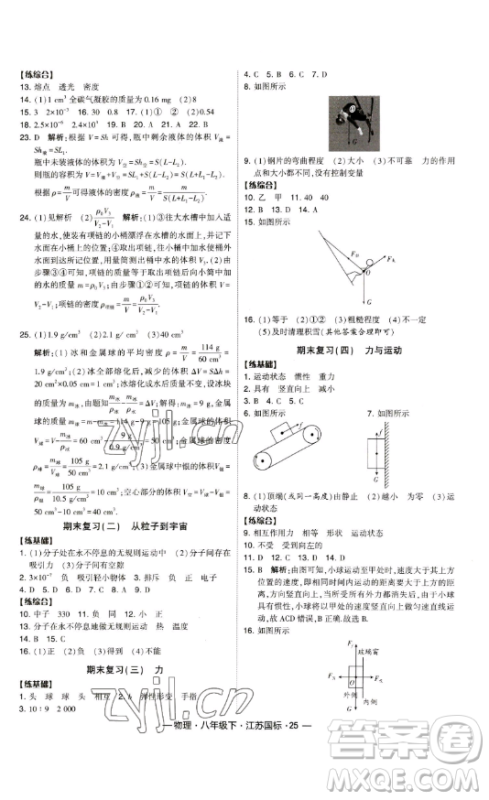宁夏人民教育出版社2023经纶学典课时作业八年级下册物理江苏国标版答案 宁夏人民教育出版社2023经纶学典课时作业八年级下册物理江苏国标版答案