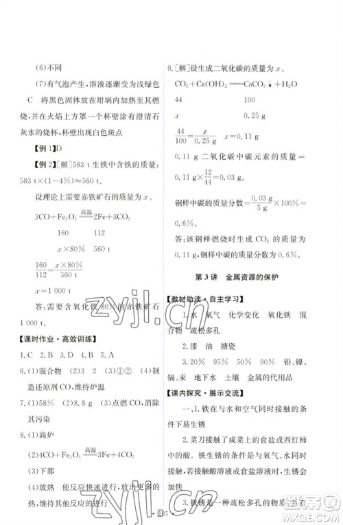 人民教育出版社2023能力培养与测试九年级化学下册人教版参考答案