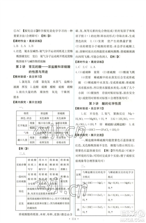人民教育出版社2023能力培养与测试九年级化学下册人教版湖南专版参考答案