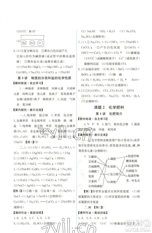 人民教育出版社2023能力培养与测试九年级化学下册人教版湖南专版参考答案