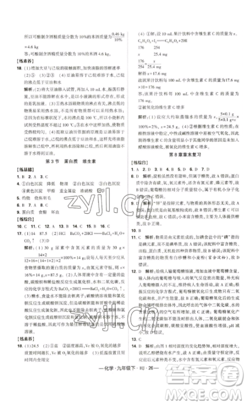 宁夏人民教育出版社2023经纶学典课时作业九年级下册化学沪教版答案