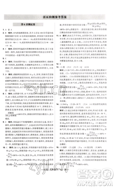 宁夏人民教育出版社2023经纶学典课时作业九年级下册化学沪教版答案