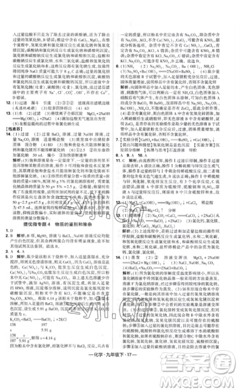 宁夏人民教育出版社2023经纶学典课时作业九年级下册化学人教版答案