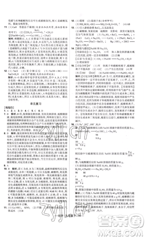 宁夏人民教育出版社2023经纶学典课时作业九年级下册化学人教版答案