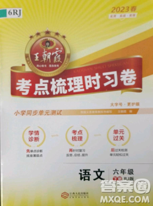 王朝霞考点梳理时习卷六年级下册语文人教版答案