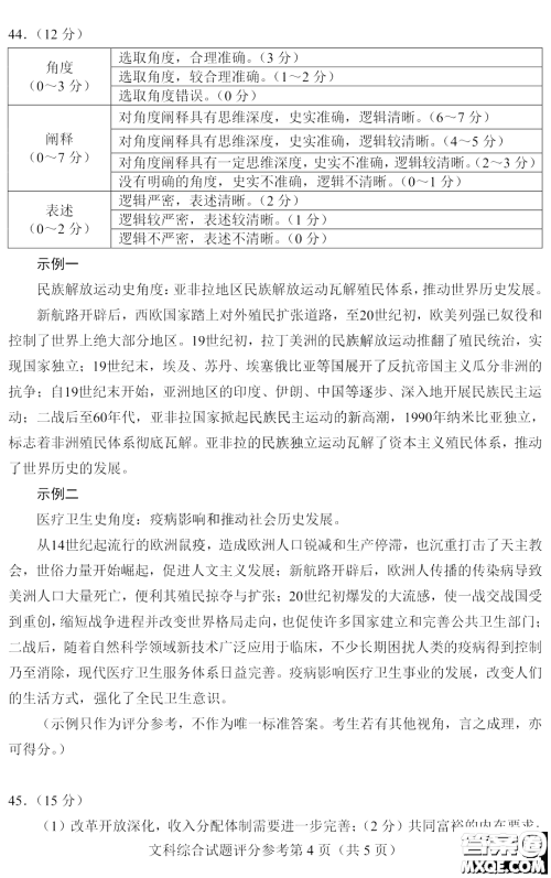 2023四省联考高三适应性能力测试卷文科综合试卷答案 2023四省联考高三适应性能力测试卷文科综合试卷答案