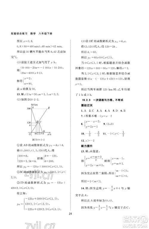 北京师范大学出版社2023数学配套综合练习八年级下册人教版参考答案