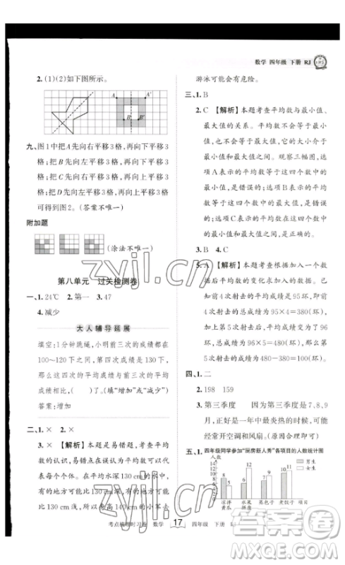 江西人民出版社2023王朝霞考点梳理时习卷四年级下册数学人教版答案