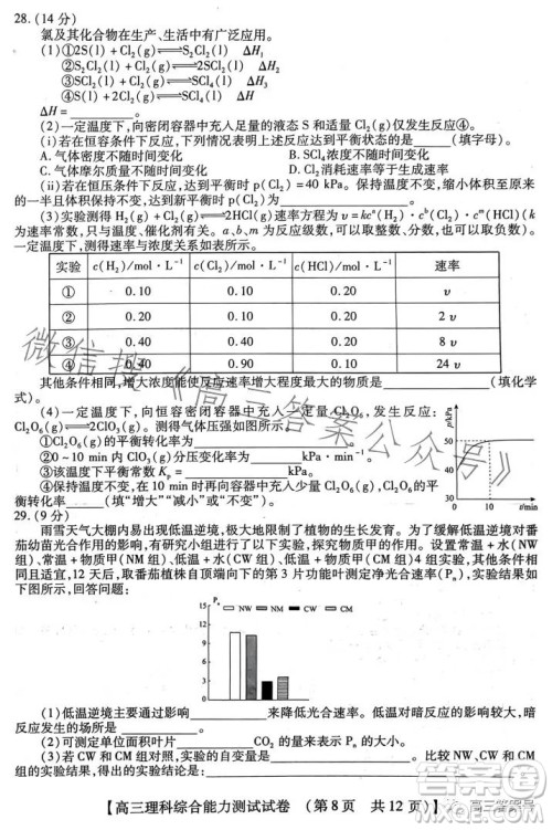 河南省2022-2023下学年高三年级TOP二十名校二月调研考理科综合试卷答案