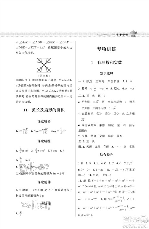 北京师范大学出版社2023数学配套综合练习九年级下册北师大版参考答案