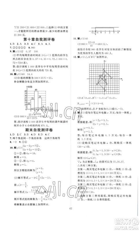 延边教育出版社2023优+学案课时通七年级数学下册人教版答案