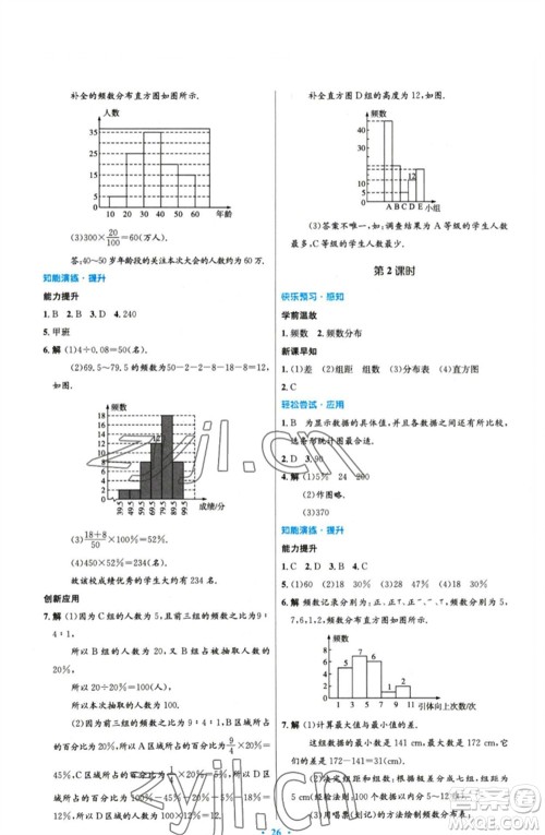 人民教育出版社2023初中同步测控优化设计七年级数学下册人教版精编版参考答案 人民教育出版社2023初中同步测控优化设计七年级数学下册人教版精编版参考答案
