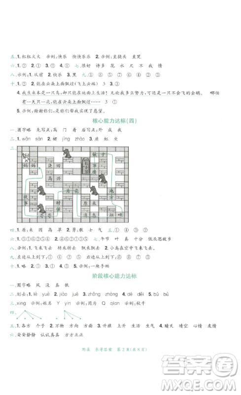 龙门书局2023黄冈小状元达标卷一年级语文下册人教版参考答案 龙门书局2023黄冈小状元达标卷一年级语文下册人教版参考答案