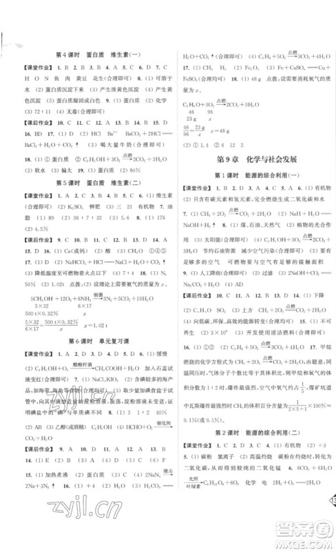 延边大学出版社2023轻松一典轻松作业本九年级化学下册沪教版答案