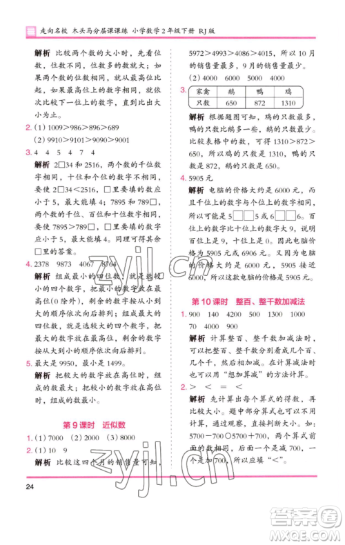 湖南师范大学出版社2023木头马分层课课练二年级数学下册人教版 湖南师范大学出版社2023木头马分层课课练二年级数学下册人教版