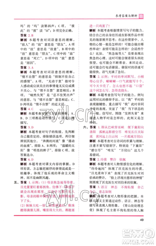 湖南师范大学出版社2023木头马分层课课练五年级语文下册人教版浙江专版参考答案 湖南师范大学出版社2023木头马分层课课练五年级语文下册人教版浙江专版参考答案