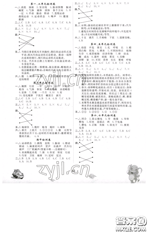 黑龙江美术出版社2023名校作业本四年级科学下册青岛版参考答案 黑龙江美术出版社2023名校作业本四年级科学下册青岛版参考答案