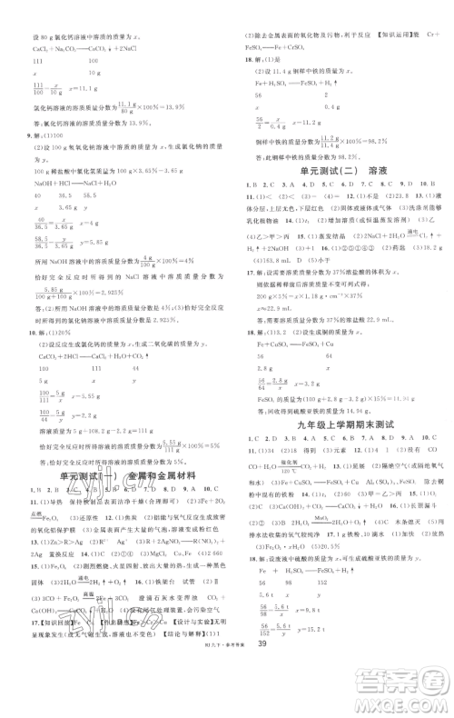 开明出版社2023名校课堂九年级化学下册人教版参考答案