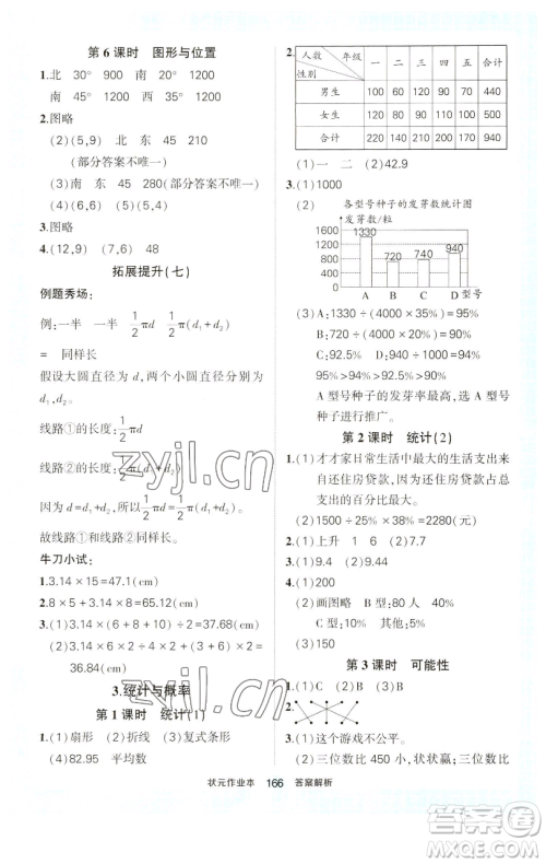 西安出版社2023状元成才路状元作业本六年级数学下册人教版参考答案