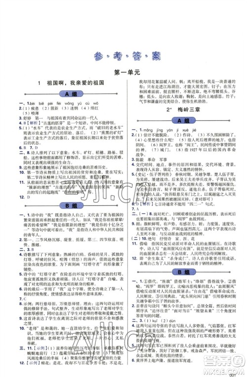 天津教育出版社2023学习质量监测九年级语文下册人教版参考答案