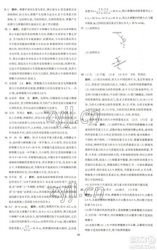 河海大学出版社2023学霸提优大试卷八年级物理下册苏科版参考答案