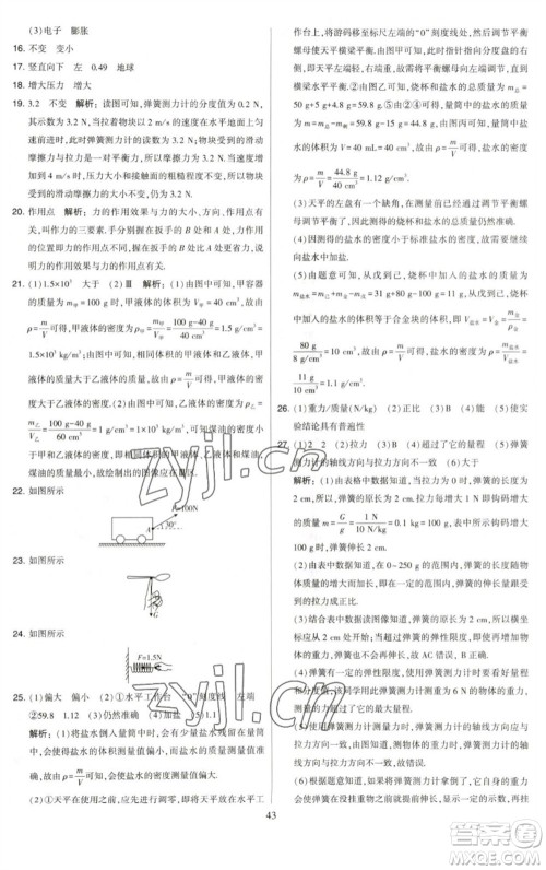 河海大学出版社2023学霸提优大试卷八年级物理下册苏科版参考答案