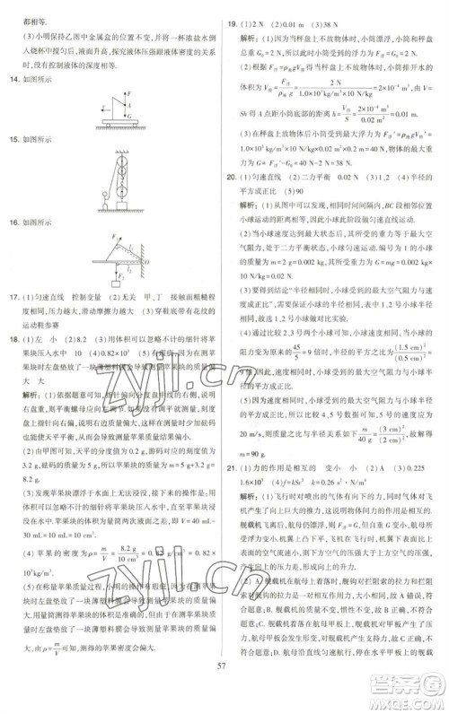 河海大学出版社2023学霸提优大试卷八年级物理下册苏科版参考答案
