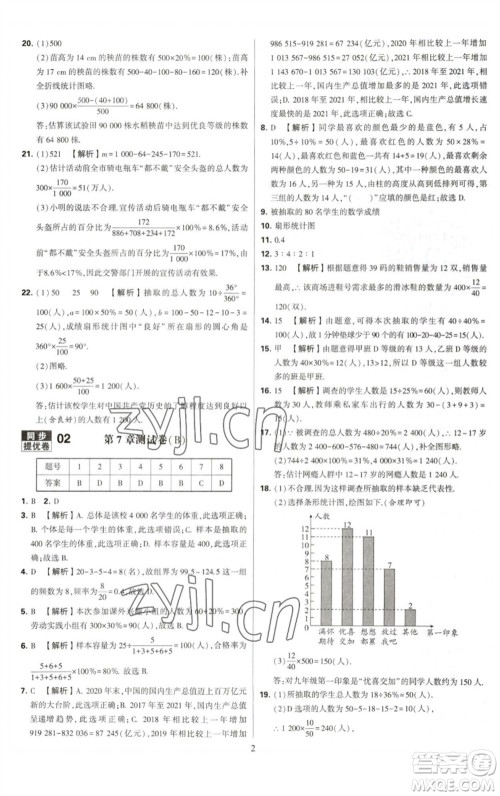 河海大学出版社2023学霸提优大试卷八年级数学下册苏科版参考答案