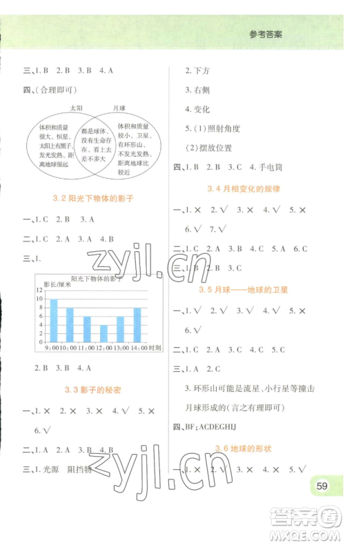 陕西师范大学出版总社有限公司2023黄冈同步练一日一练三年级科学下册教科版参考答案