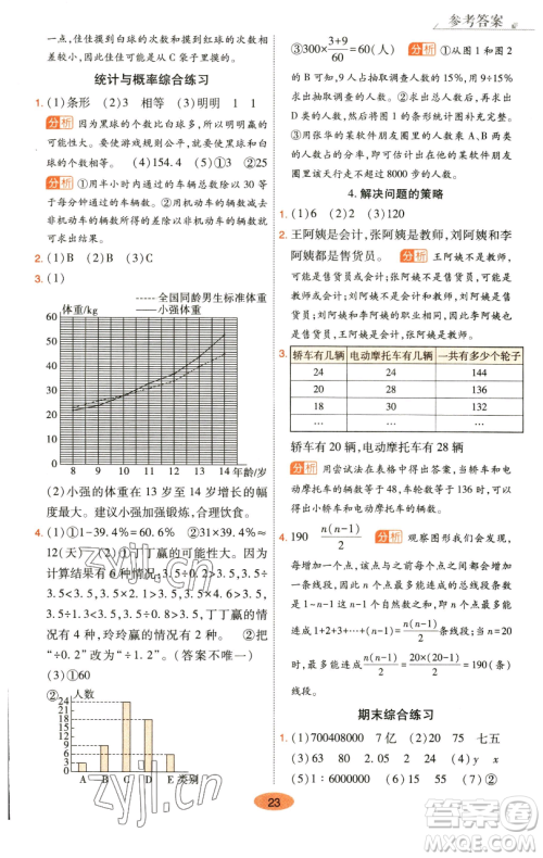 陕西师范大学出版总社有限公司2023黄冈同步练一日一练六年级数学下册北师大版参考答案 陕西师范大学出版总社有限公司2023黄冈同步练一日一练六年级数学下册北师大版参考答案