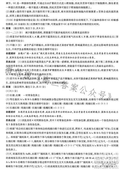 天一大联考2022-2023学年高中毕业班阶段性测试五理科综合试卷答案