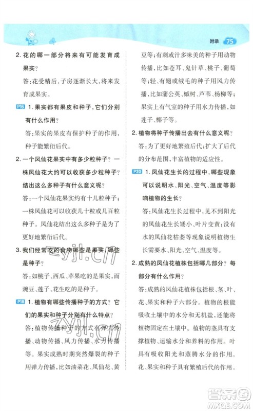 山西教育出版社2023综合应用创新题典中点四年级科学下册科教版参考答案 山西教育出版社2023综合应用创新题典中点四年级科学下册科教版参考答案