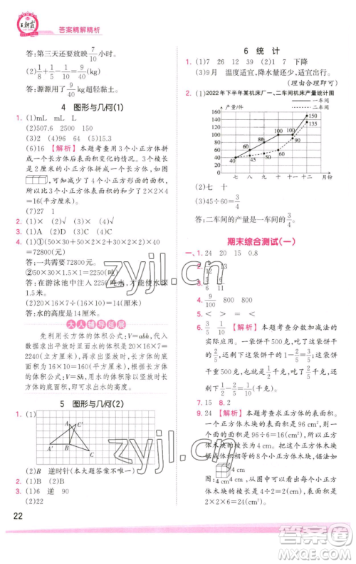 江西人民出版社2023王朝霞创维新课堂数学五年级下册人教版参考答案