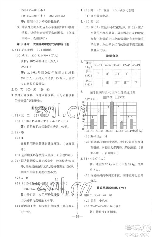 吉林教育出版社2023综合应用创新题典中点四年级数学下册冀教版参考答案