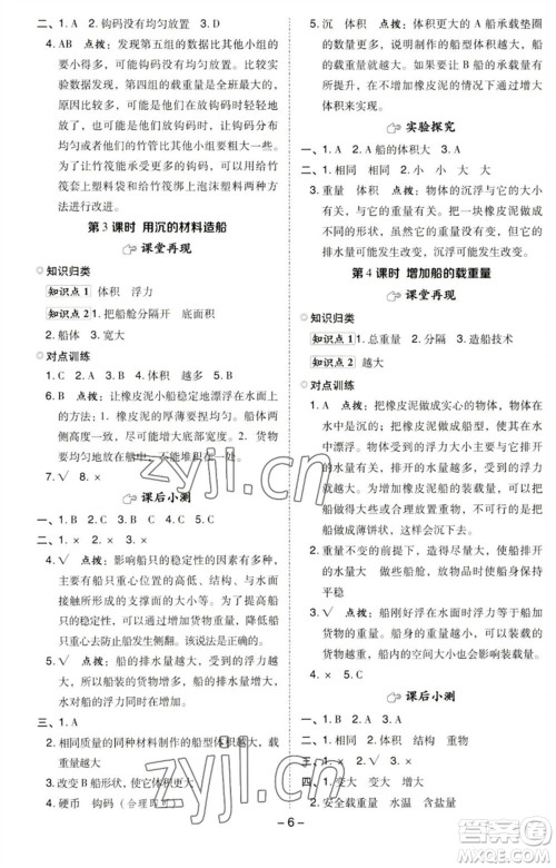 山西教育出版社2023综合应用创新题典中点五年级科学下册科教版参考答案 山西教育出版社2023综合应用创新题典中点五年级科学下册科教版参考答案