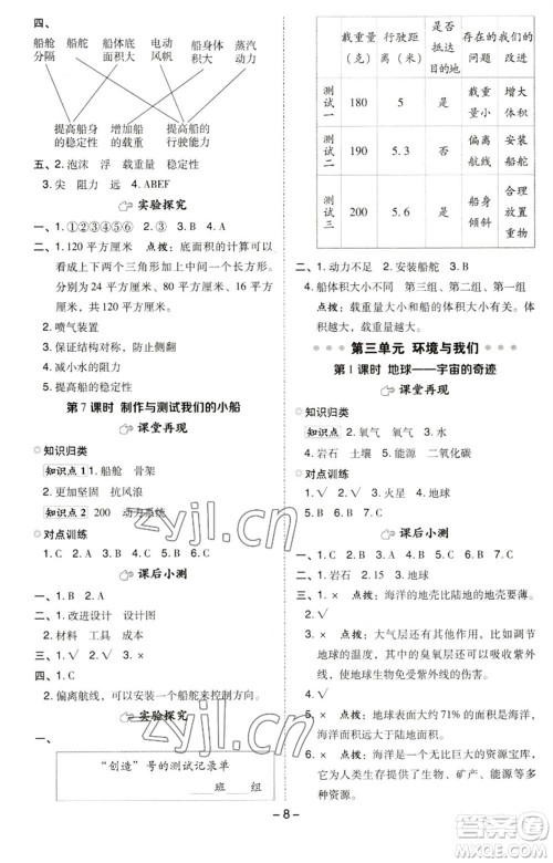 山西教育出版社2023综合应用创新题典中点五年级科学下册科教版参考答案 山西教育出版社2023综合应用创新题典中点五年级科学下册科教版参考答案