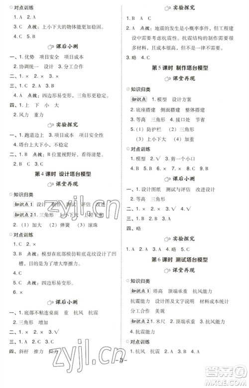 山西教育出版社2023综合应用创新题典中点六年级科学下册科教版参考答案 山西教育出版社2023综合应用创新题典中点六年级科学下册科教版参考答案