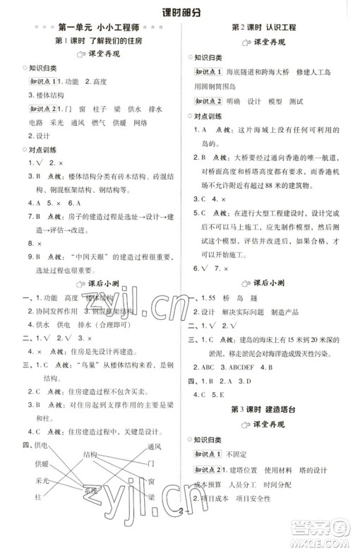 山西教育出版社2023综合应用创新题典中点六年级科学下册科教版参考答案 山西教育出版社2023综合应用创新题典中点六年级科学下册科教版参考答案